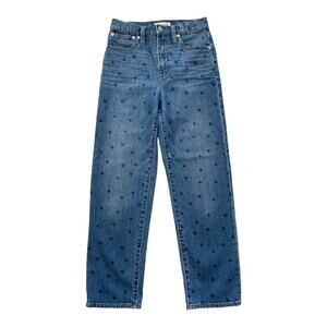 Madewell Women’s Classic Straight Jeans Heart Print Edition Harwell Wash Size 24
